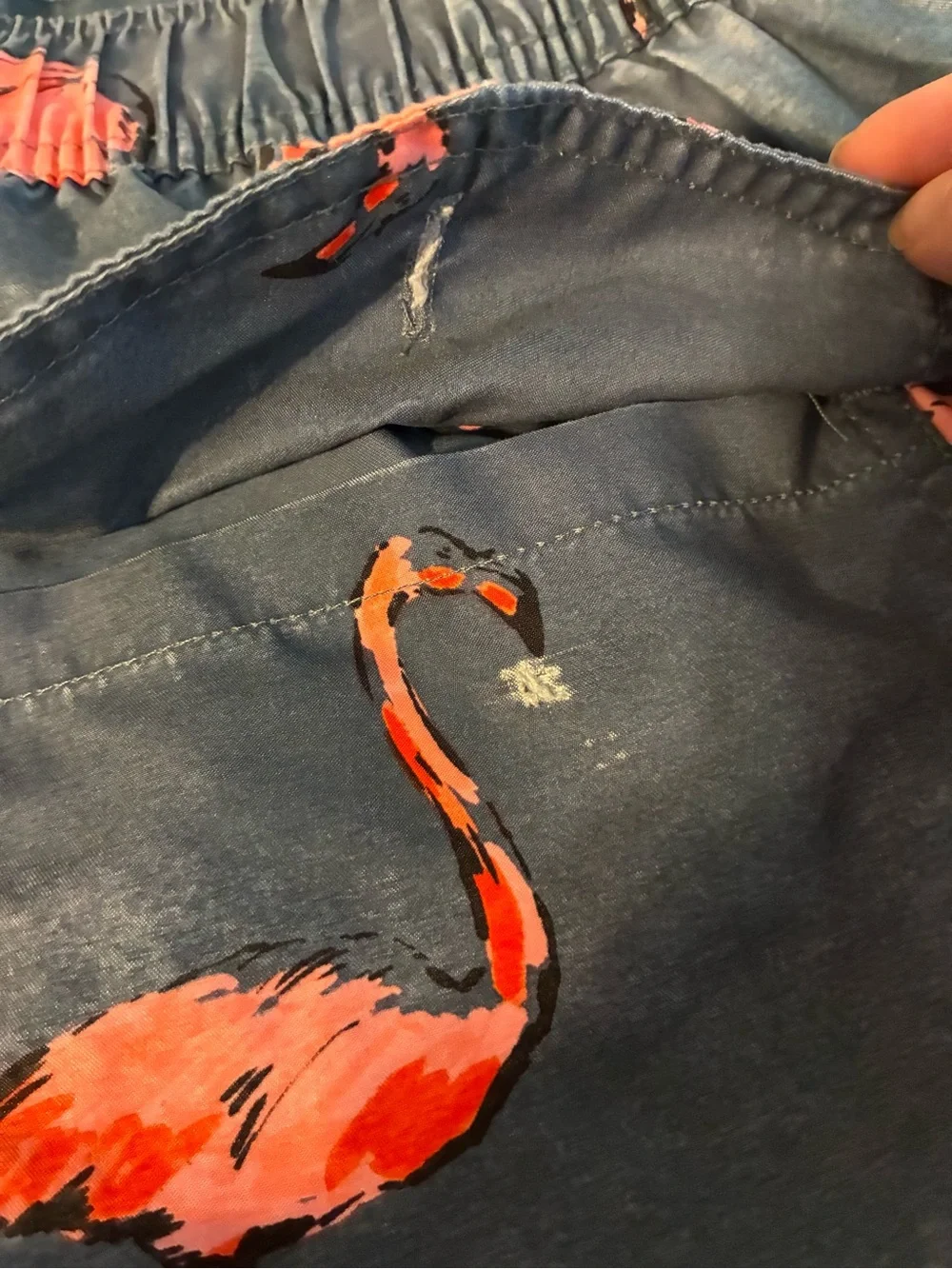 Men's Large Swim Trunks with Pink Flamingo Print